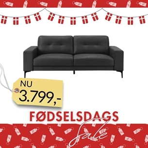 2 Pers Sofa Model Siena - Fuld Læder - Sort